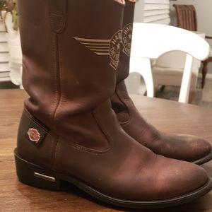 Harley Davidson brown leather riding boot